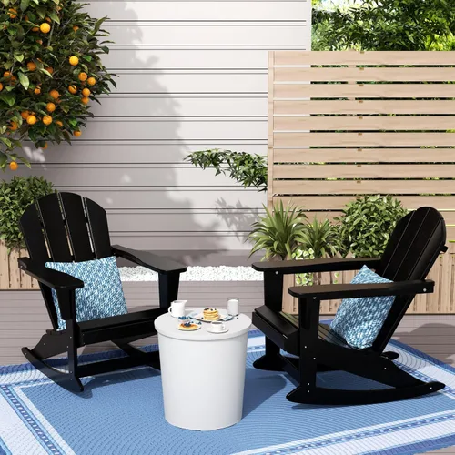 Vista 182 de WestinTrends Silla mecedora Malibu de poliéster para exterior/patio Adirondack, Negra