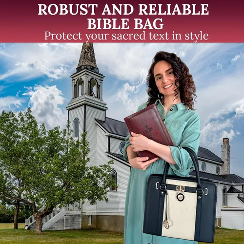 Vista 2 de DEHITE Bible Bags for Women - Leather Bible Carrying Case - Pen Slots - Zippered Pocket - Premium PU Leather