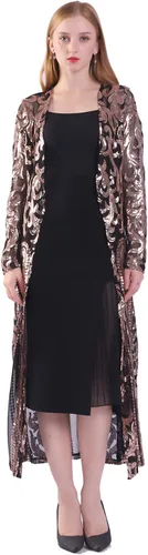 Vista 7 de Cárdigan de lentejuelas para mujer, salida de baño brillante con frente abierto, abrigo de vestido para noche de graduación