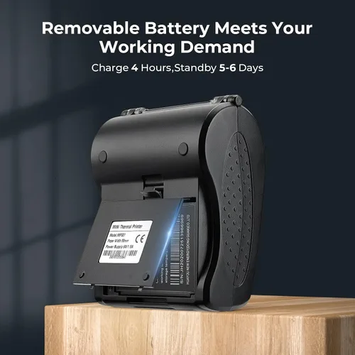 Vista 5 de MUNBYN Impresora de Recibos Bluetooth, Impresora Térmica Inalámbrica Mini de 58 mm POS para Restaurante, Portátil para Android/Windows