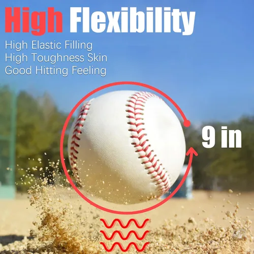 Vista 2 de Paquete de 12 pelotas de béisbol con autógrafo de práctica deportiva de 9 pulgadas para adultos y jóvenes, a granel para lanzar, lanzar, firmar