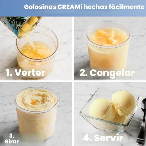Vista 6 de Ninja CREAMi Paquete de Máquina para Hacer Helados Incluye (4) Recipientes de 16 oz. para Gelato, Mezclas, Batidos, Sorbete, Cuencos de Batidos