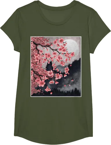 Vista 66 de Sakura - Camiseta japonesa de cerezo en flor japonesa, Negro, S