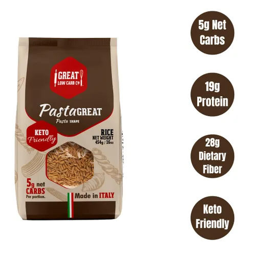 Vista 2 de Orzo bajo en carbohidratos, arroz bajo en carbohidratos, alto en proteínas, Great Low Carb Bread Company, arroz de pasta bajo en carbohidratos, 0.25