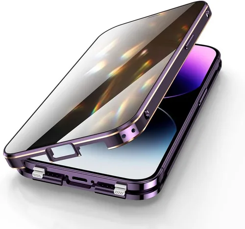Vista 15 de Funda antiespía doble con bloqueo de seguridad para iPhone 11 Pro, carcasa de aluminio con protector de pantalla para lente de cámara, protección