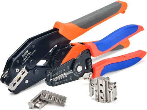 Vista 7 de iCrimp Kit de herramientas de crimpado de cambio rápido para conector de nailon aislado AWG22-10, terminales termorretráctiles, barril abierto