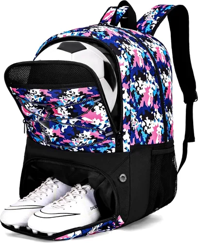 Vista 13 de Hsmihair - Bolsa de fútbol - Mochila de fútbol y mochila para fútbol, voleibol y baloncesto, con compartimento para pelota y tacos separados