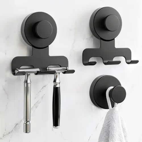 Vista 10 de Luxspire Gancho de ventosa para ducha, gancho de toalla resistente para Negro mate