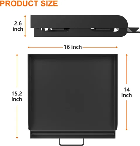 Vista 2 de Plancha de acero resistente para sistemas de cocción de estufa de 14 pulgadas, parte superior plana de acero al carbono con bolsa de transporte
