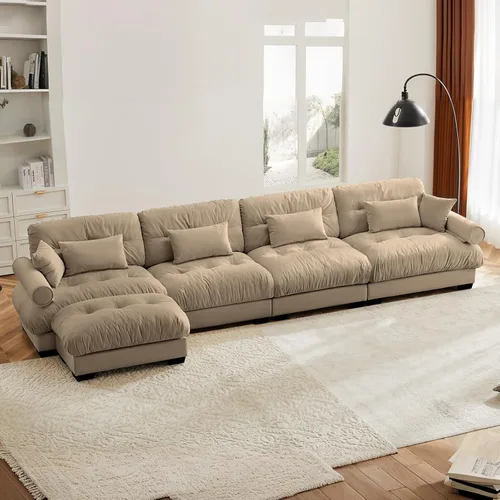 Vista 67 de Juego de sofá modular con asiento profundo de 94.4", tela de chenilla, loveseat seccional moderno para sala de estar, cómodo loveseat de felpa tipo