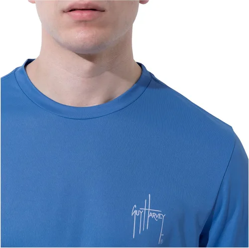 Vista 6 de Guy Harvey Camisa de manga larga para hombres con protección solar de rendimiento SPF UPF 50+ Azul celeste