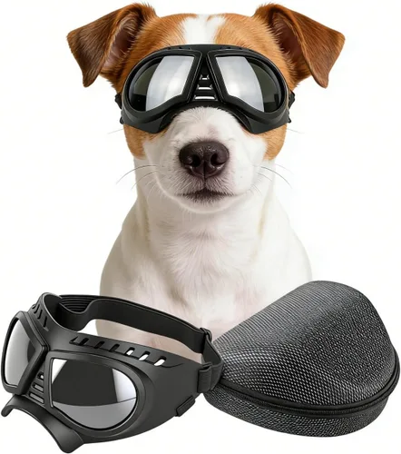 Vista 10 de Namsan Gafas de sol grandes para perros con bozal de canasta, transpirables, protección de cara completa, gafas de sol para perros con cubierta