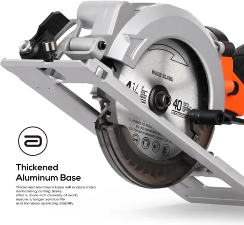Vista 3 de Power Circular Saw,5.8A Mini Circular Saw,3500RPM Corded Saw Equipped with 2 Pcs 4-1/2" Blades，Maximum Cutting 1-11/16" at 90° and 1-1/8"at 45° for