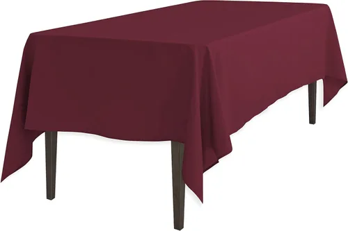 Vista 21 de Linenlanding Mantel rectangular de 60 x 102 pulgadas para mesa circular para bodas, mesas de bufé, fiestas, cenas de vacaciones (1, azul bebé)