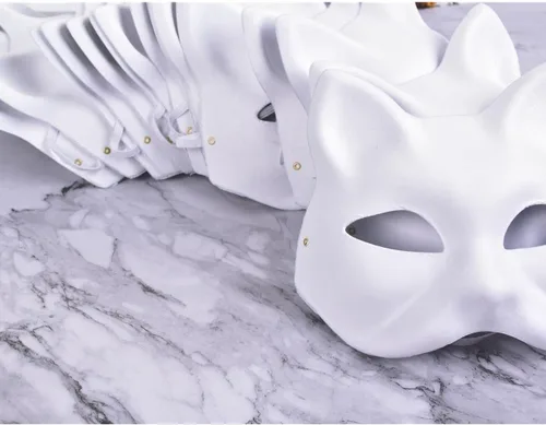 Vista 6 de Máscaras artísticas de papel maché, máscaras en blanco para pintar