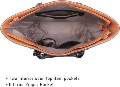 Vista 5 de DASEIN - Bolsa de mano para mujer, bolsa tipo bandolera, asa superior, bolsa plana para trabajar