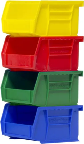 Vista 3 de Akro-Mils 30210 AkroBins - Cubo organizador apilable de plástico para colgar, 5 x 4 x 3 pulgadas, negro, paquete de 24 y divisor de plástico 40210