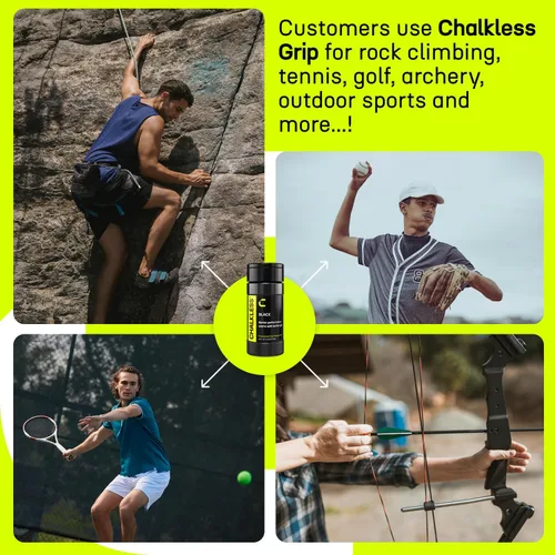 Vista 6 de Chalkless Black Grip Enhancer – Alternativa de tiza líquida prémium y tiza de mano menos desorden para bouldering, béisbol, tenis, fútbol, tiro