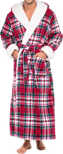 Vista 5 de Alexander Del Rossa . Albornoz de forro polar con capucha para hombre Negro