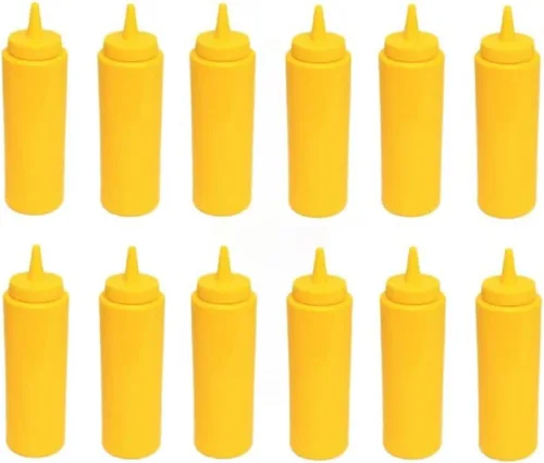 Vista 7 de TrueCraftware - Juego de 12 botellas dispensadoras transparentes de condimentos de 8 onzas, a prueba de fugas, botellas de aderezo para aderezos