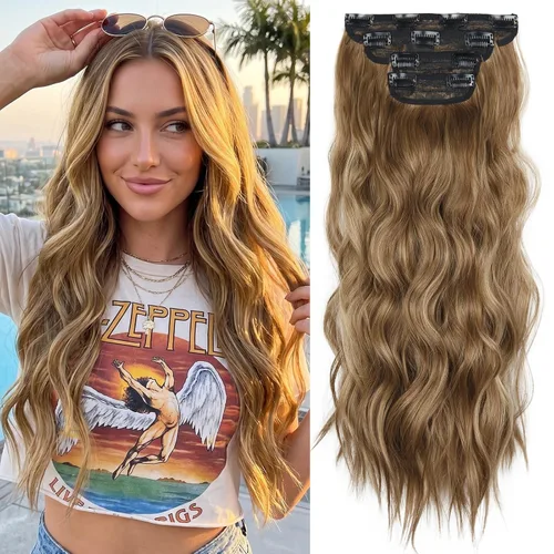 Vista 33 de Extensiones de cabello lacio con clip, suaves y gruesas (20 pulgadas, 4 unidades, 16H613#)