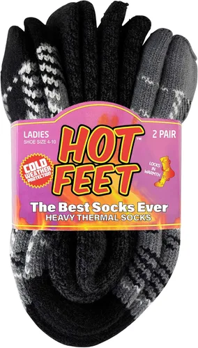Vista 7 de HOT FEET Calcetines térmicos para mujer, calcetines térmicos para clima frío, gruesos y cálidos, para senderismo, calcetines aislados, tallas