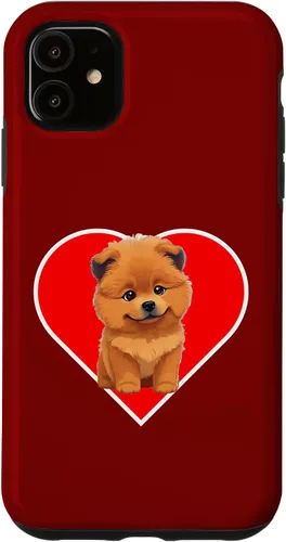 Vista 5 de iPhone 15 Cute Happy Chow Puppy Dog Cartoon Dog to Fall in Love Case