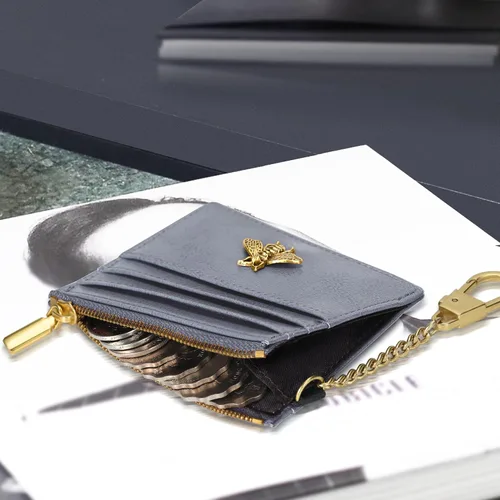 Vista 99 de SEAVILIA Tarjetero llavero cartera para mujer con ventana de identificación RFID monedero regalo abeja delgada minimalista pequeña cartera