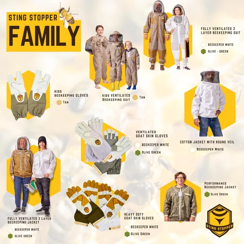 Vista 7 de Sting Stopper - Chaqueta de apicultura ventilada con velo Chaqueta de abeja transpirable de triple capa Torso largo, 7 bolsillos, cremalleras