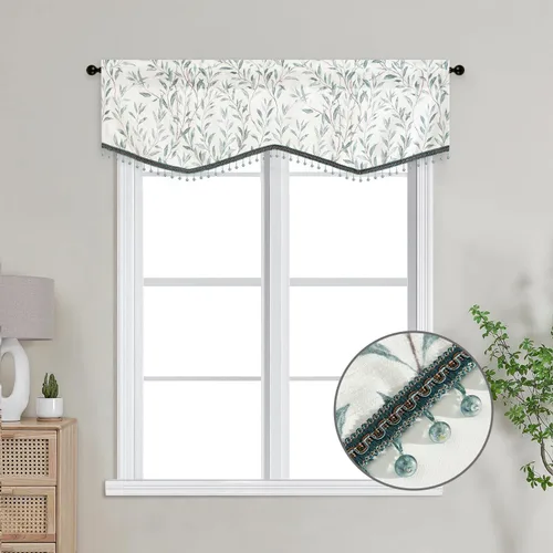 Vista 20 de VOGOL Cenefa floral negra para ventanas, patrón de pájaro, 52 x 18 pulgadas *Pájaro dorado