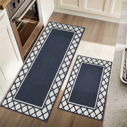 Vista 32 de COSY HOMEER Juegos de 2 Alfombras de Cocina Lavables Antideslizantes Tapetes de Cocina para Piso Absorbentes Alfombra Corredor de Cocina