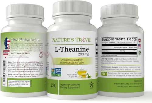 Vista 2 de Nature's Trove Suplemento de L-teanina de 200 mg y Magteína Suplemento L-treonato de magnesio 2000 mg - Paquete para dormir, calma y alivio