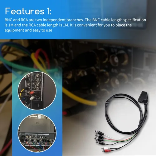 Vista 5 de XTPTFABS Cable hembra RGB Euro SCART a 4 RGB BNC y 2 RCA adaptador de audio y videojuego, uso para monitores Sony PVM serie BVM, monitor JVC Series