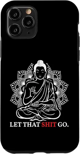 Vista 13 de iPhone 12 mini Let That Shit Go Buda Meditación Entrenamiento Yoga Lover Estuche de regalo