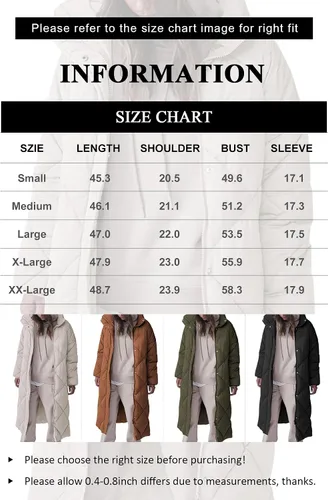 Vista 5 de Tankaneo Chaqueta acolchada acolchada para mujer, abrigos largos de invierno con cremallera, ropa de abrigo holgada con bolsillos