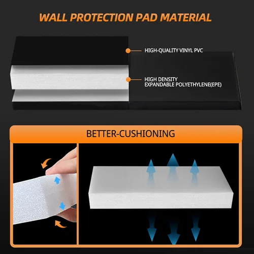 Vista 3 de Acolchados de Pared para Gimnasio Almohadilla de Protección de Pared para Cancha de Baloncesto - Colchoneta de Pared de Espuma Gruesa de 2" Negro