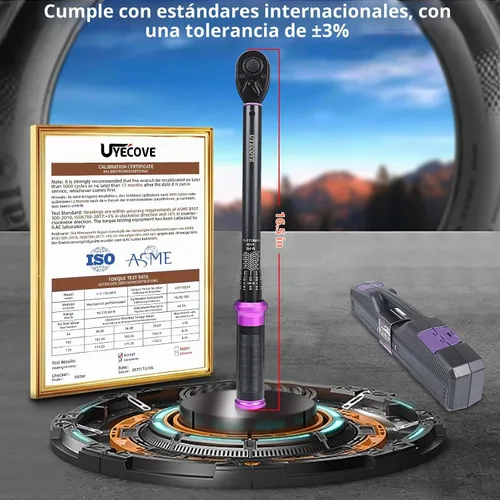 Vista 3 de Llave dinamométrica de clic de 1/2 pulgada 10-170 FT-LB/13.6-230.5N.M, precisión de ±3%, llave dinamométrica profesional de clic de doble dirección