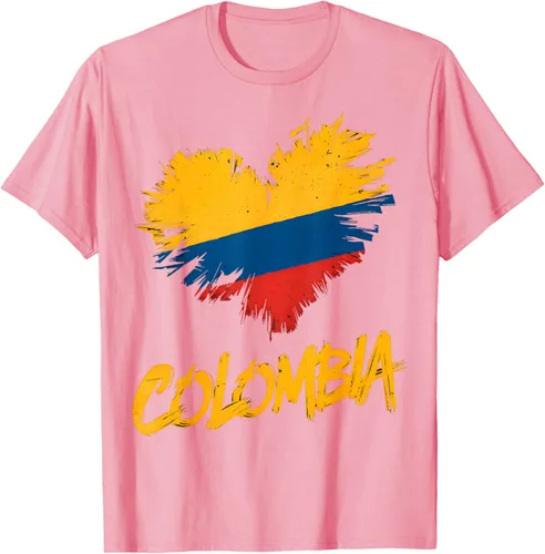 Vista 72 de Camiseta con la bandera del corazón de Colombia