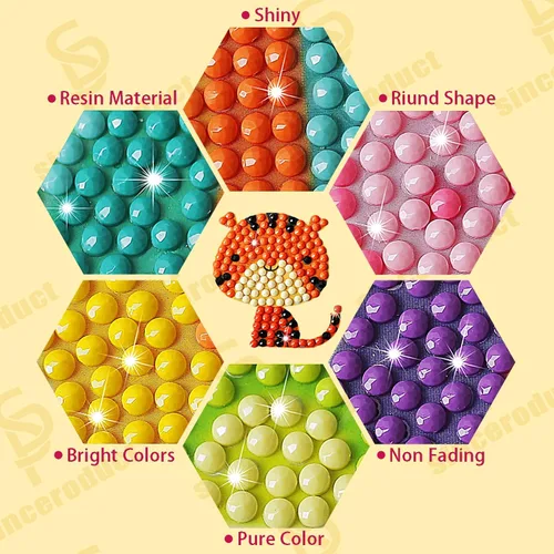 Vista 2 de sinceroduct Kit de 64 calcomanías de diamante 5D, animales y dinosaurios 64 Animales