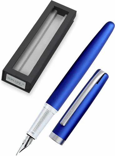 Vista 3 de Online Eleganza Bolígrafo I Satin Blue I Recambio grande reemplazable I Metal Biro I Tinta Color Negro I Retráctil I Bolígrafo en caja de regalo, 1
