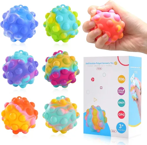 Vista 9 de Juguetes para ansiedad a granel, 4 unidades de bolas de estrés 3D, paquete