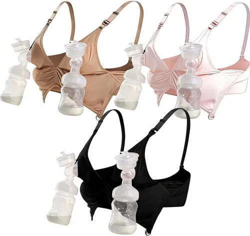 Vista 11 de iloveSIA Sostén para lactancia para mamás que amamantan, sostén sin costuras y con soporte para dormir para maternidad posparto S-2XL pack de 3