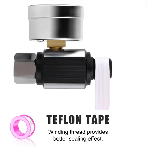 Vista 5 de MEANLIN MEASURE Válvula reguladora de ajuste de aire, con calibre de 140 PSI, entrada NPT de 1/4 pulgadas con calibre de 140 PSI para pistola