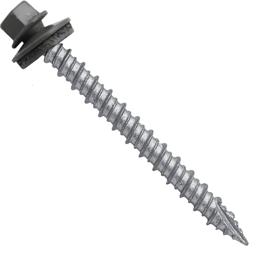 Vista 104 de Tornillos para techos de metal gris ABC 10 x 1 - Cabezal hexagonal - Arandela EPDM - Arandela de arranque automático/roscado - 1 bolsa - 250