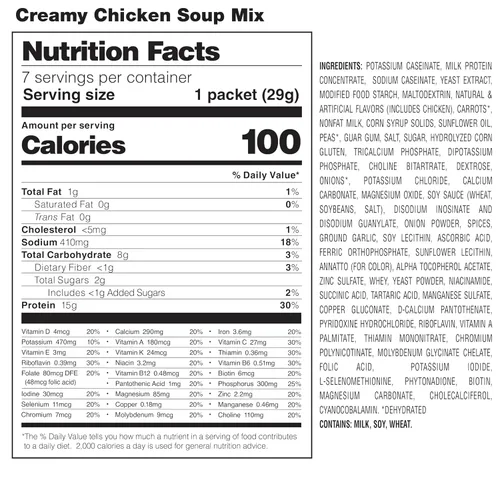 Vista 2 de HMR Mezcla cremosa de sopa de pollo, 0.53 oz de proteína, paquete triple