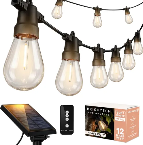 Vista 12 de Brightech Ambience Pro - Guirnalda de luces LED impermeables para exteriores con energía solar – Luces de patio de grado comercial con bombillas