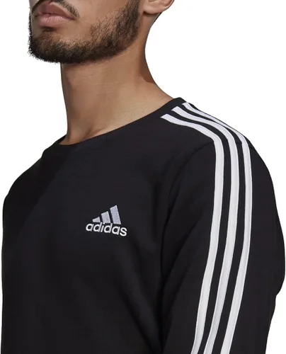 Vista 3 de adidas Essentials - Sudadera de forro polar de 3 rayas para hombre, Negro-blanco