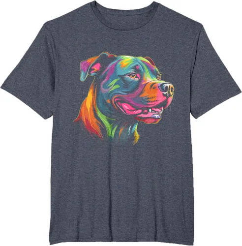 Vista 75 de Pit Bull Mom Dog Lover Colorido Artistic Pitbull Owner - Camiseta para mujer, Negro
