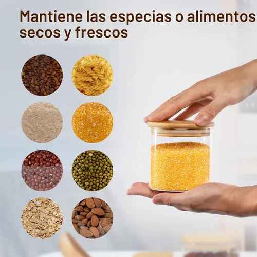 Vista 5 de D2scrma Recipientes de almacenamiento de vidrio redondos de 22 oz/0.7Qt/22