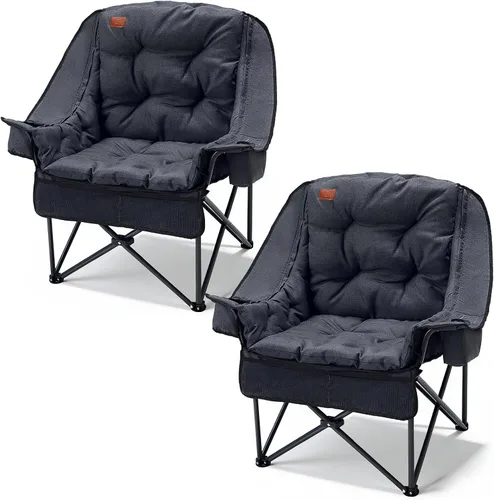 Vista 11 de EVER ADVANCED Silla de campamento XL con cojín desmontable, silla de malla para adultos, plegable, de gran tamaño, con bolsillo de malla enfriadora